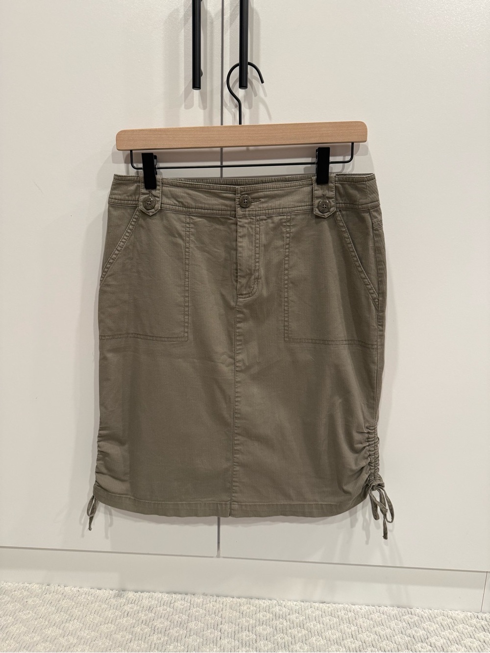 Tribal Olive Khaki Drawstring Hem Utility Skirt Size 4